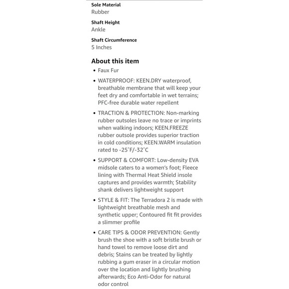 KEEN Womens Terradora 2 Ankle High Pull-on Waterproof Insulated Snow Boot Sz 5 M - Picture 8 of 8